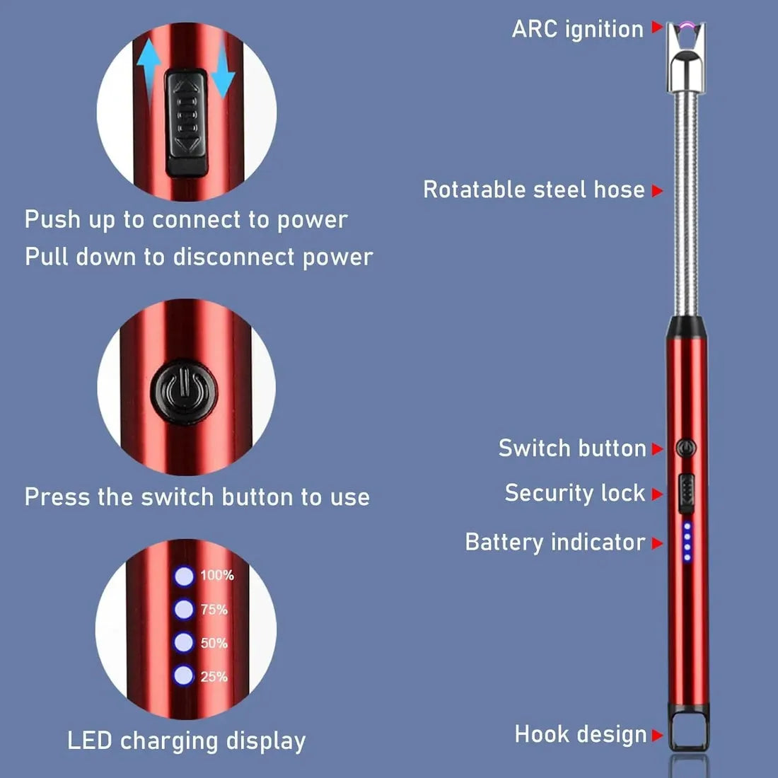 360° Rotatable & Flexible USB Chargeable Lighter